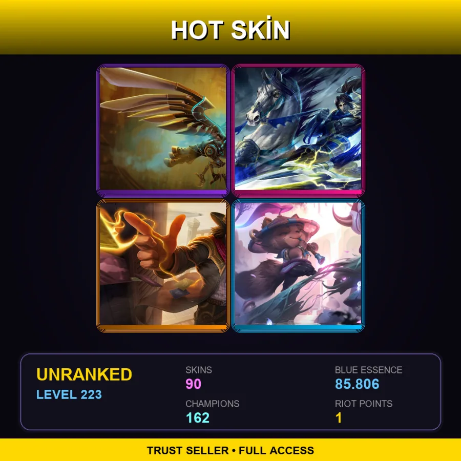 SG | Lv223 | Unranked | 90 Skin | 162 Champ — Solar Eclipse Leona