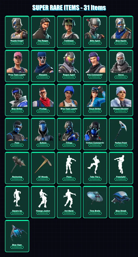 [PS4/PS5/XBOX/PC] | Royale Knight | The Reaper | Omega | Trailblazer | Elite Agent | 113 skin | 95 pickaxe | 78 emote | 77 glider | Lv841 — Fortnite account