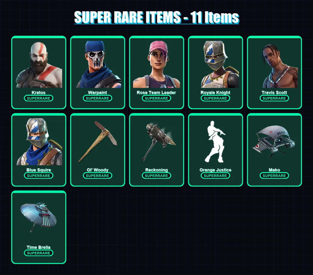 [PS4/PS5/XBOX/PC] | Kratos | Warpaint | Rose Team Leader | Royale Knight | Travis Scott | 59 skin | 63 pickaxe | 61 emote | 71 glider | Lv1150 — Game account