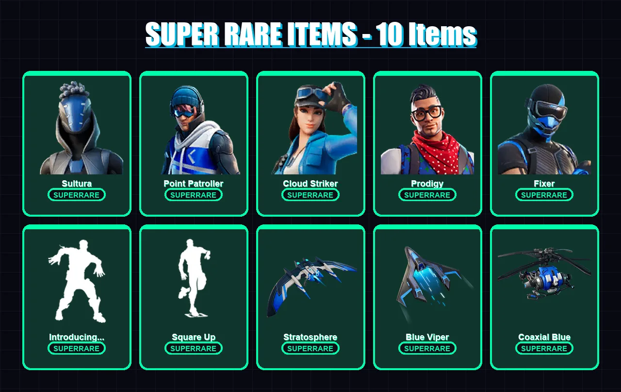 [PC/XBOX] | Sultura | Point Patroller | Cloud Striker | Prodigy | Fixer | 8 skin | 19 pickaxe | 24 emote | 20 glider | Lv319