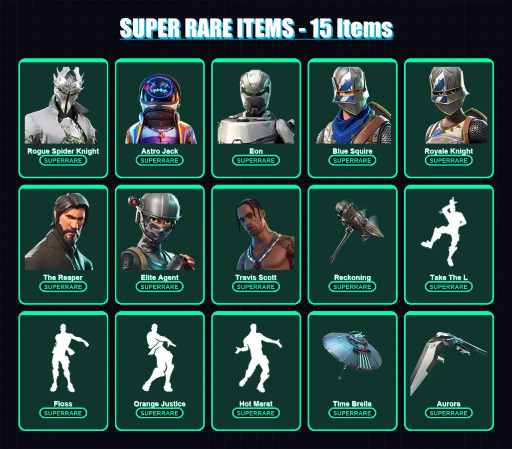 [PC/PSN] | Rogue Spider Knight | Astro Jack | Eon | Blue Squire | Royale Knight | 107 skin | 84 pickaxe | 121 emote | 91 glider | Lv1418 — Fortnite account