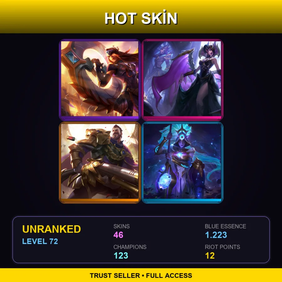 EUNE | Lv72 | Unranked | 46 Skin | 123 Champ — Victorious Graves