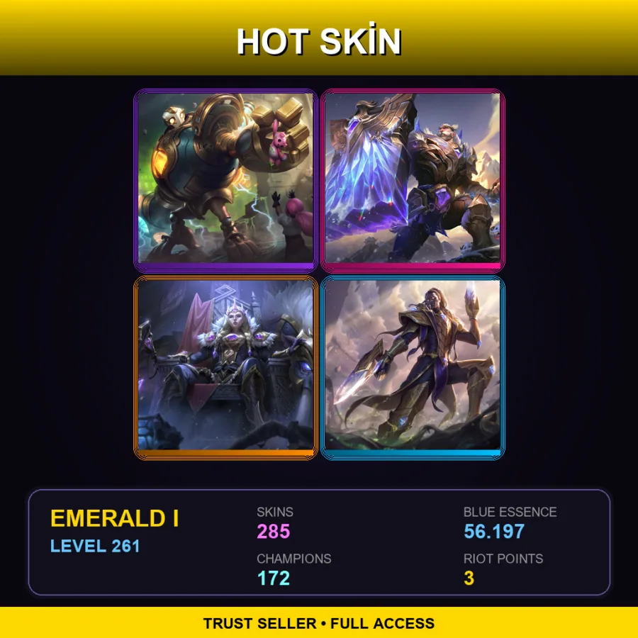 SG | Lv261 | Emerald I | 285 Skin | 172 Champ