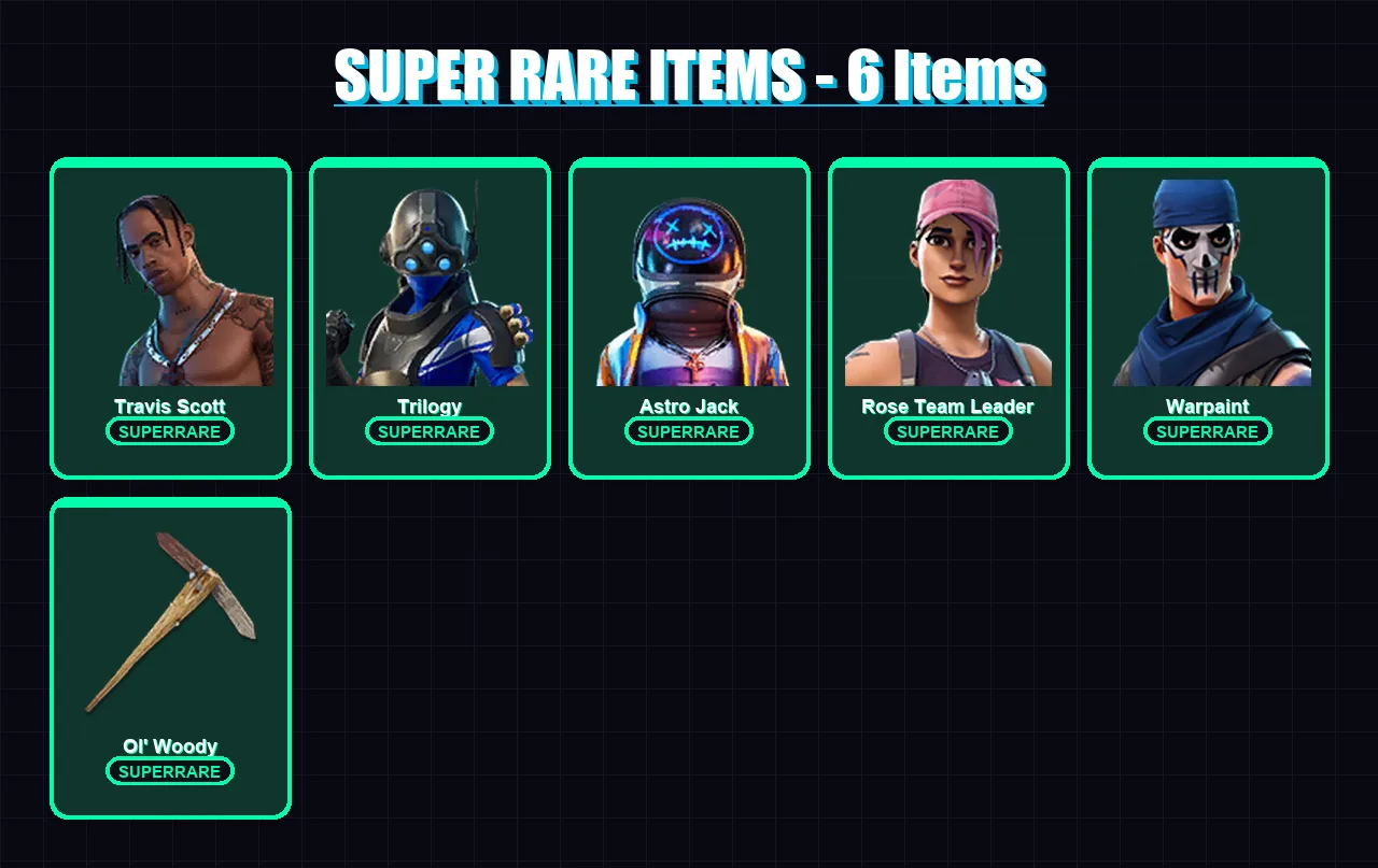 [PC/XBOX/PSN] | Travis Scott | Trilogy | Astro Jack | Rose Team Leader | Warpaint | 110 skin | 115 pickaxe | 99 emote | 101 glider | Lv1615