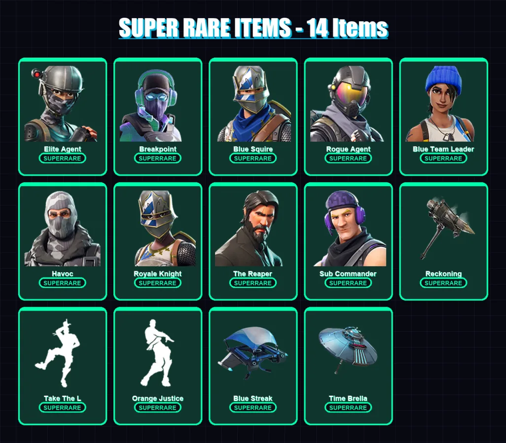 [PS4/PS5/XBOX/PC] | Elite Agent | Breakpoint | Blue Squire | Rogue Agent | Blue Team Leader | 106 skin | 91 pickaxe | 85 emote | 90 glider | Lv1153