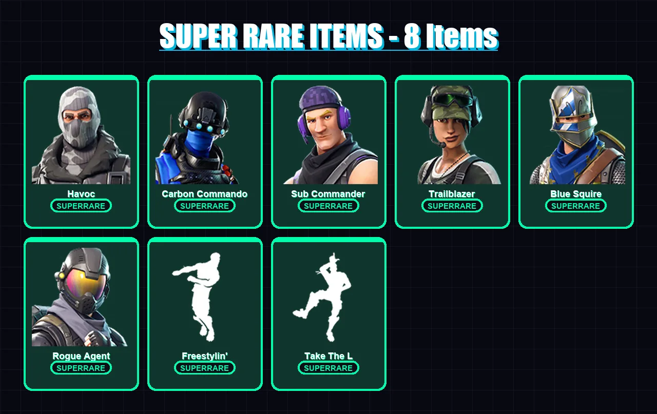 [PS4/PS5/XBOX/PC] | Havoc | Carbon Commando | Sub Commander | Trailblazer | Blue Squire | 14 skin | 12 pickaxe | 20 emote | 20 glider | Lv362