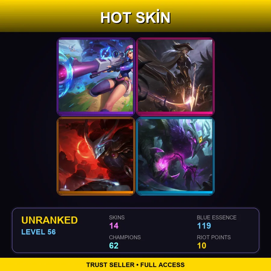 NA | Lv56 | Unranked | 14 Skin | 62 Champ — LoL account