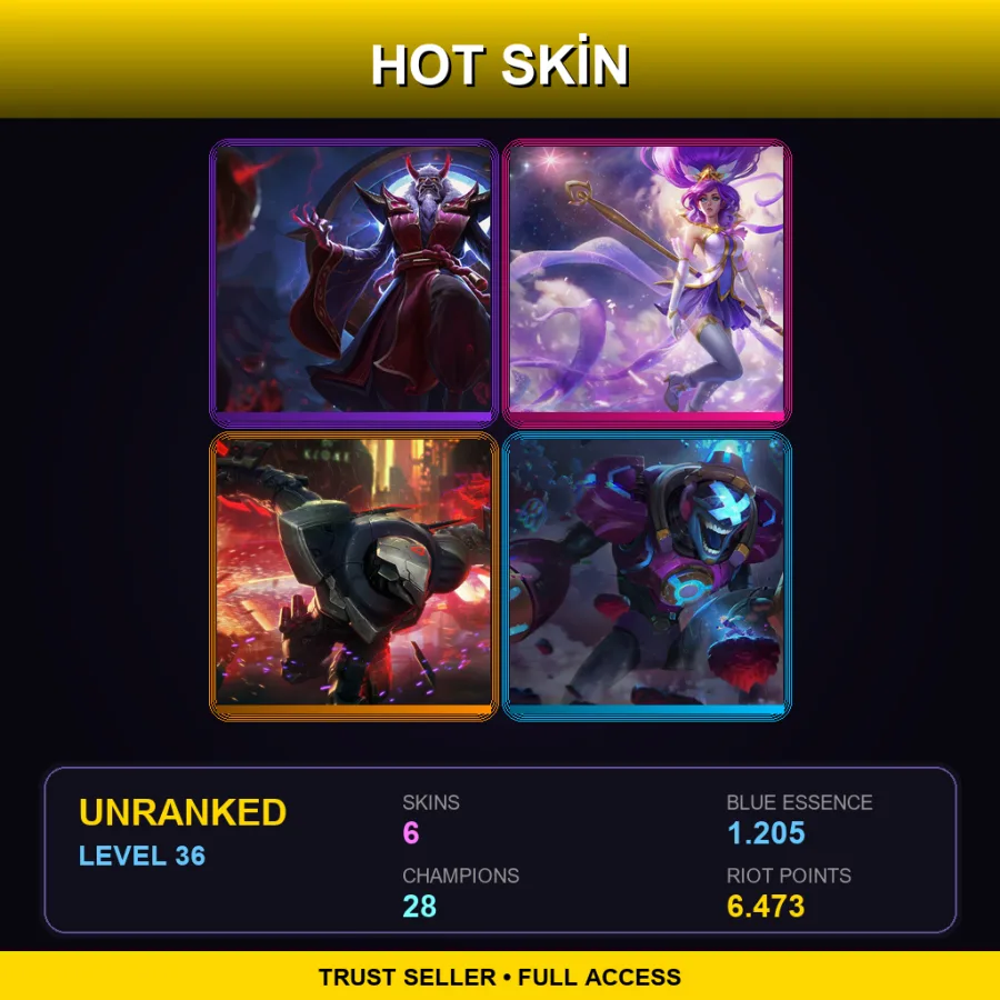 NA | Lv36 | Unranked | 6 Skin | 28 Champ — LoL account