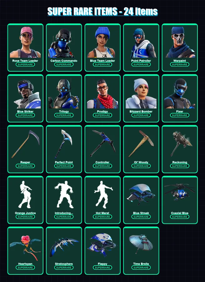 [PS4/PS5/XBOX/PC] | Rose Team Leader | Carbon Commando | Blue Team Leader | 98 skin | Lv1063 — Fortnite account