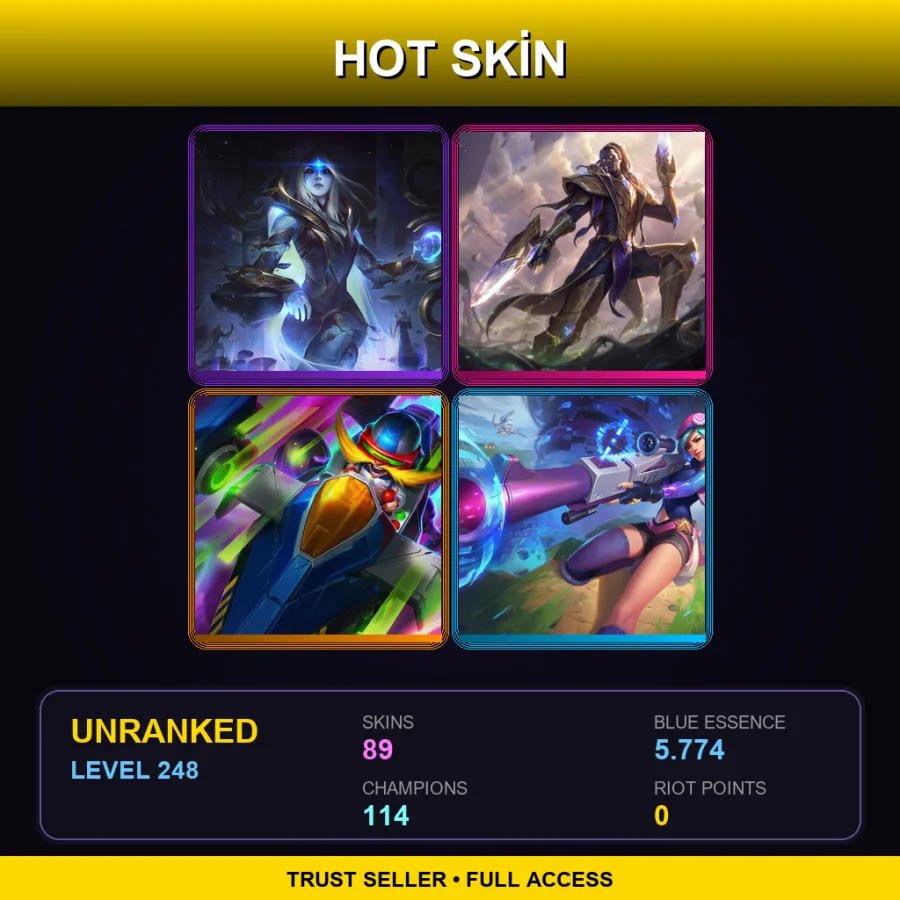 VN | Lv248 | Unranked | 89 Skin | 114 Champ