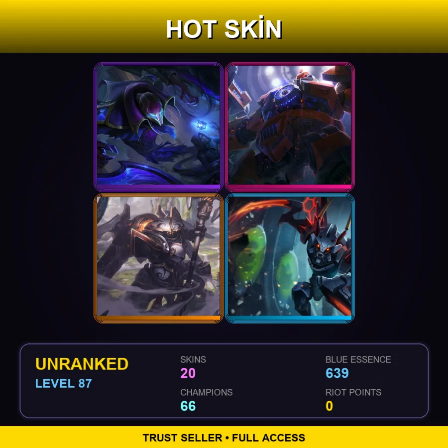 LAS | Lv87 | Unranked | 20 Skin | 66 Champ — Hextech Nocturne