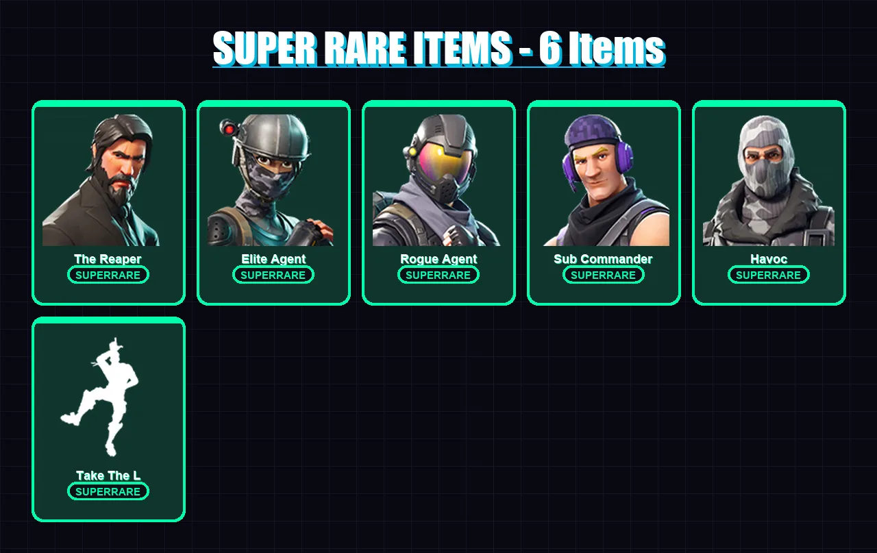 [PC/XBOX/PSN] | The Reaper | Elite Agent | Rogue Agent | Sub Commander | Havoc | 11 skin | 7 pickaxe | 7 emote | 8 glider | Lv108 — Fortnite account