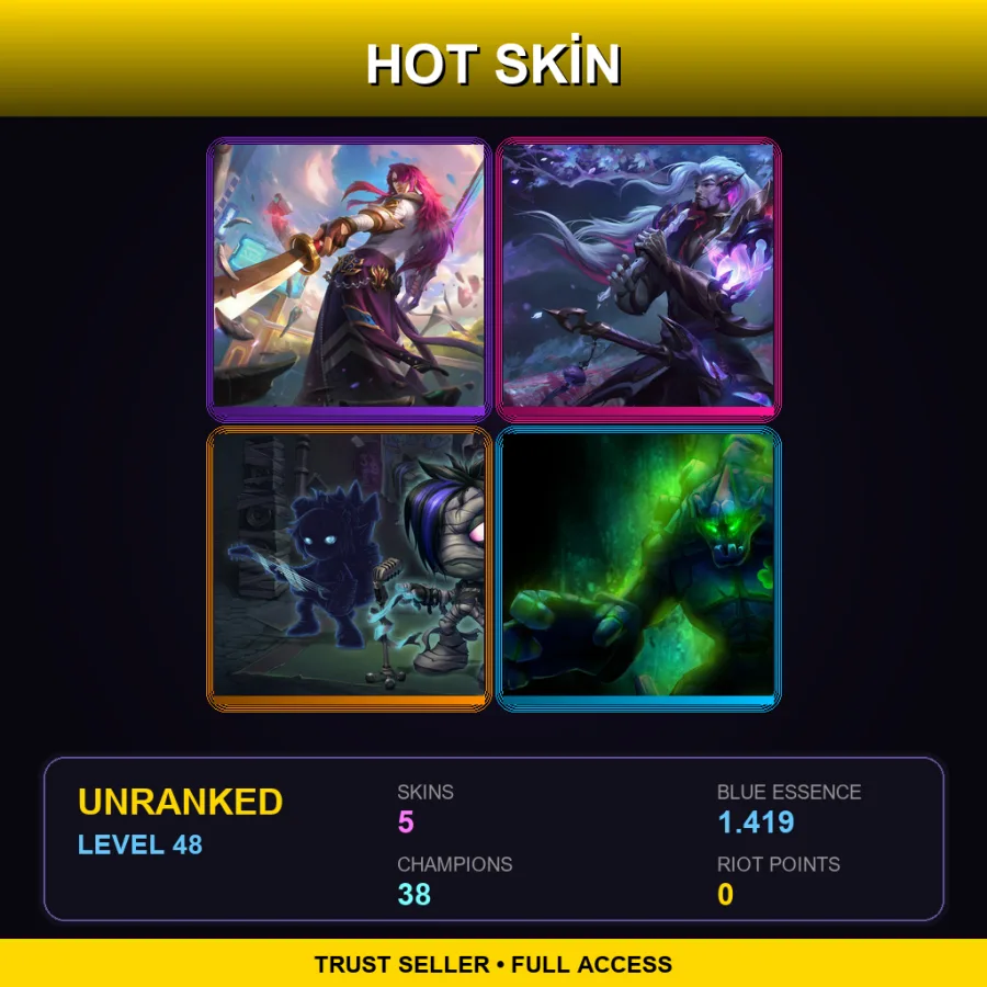 EUNE | Lv48 | Unranked | 5 Skin | 38 Champ