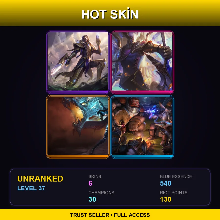 EUW | Lv37 | Unranked | 6 Skin | 30 Champ — LoL account