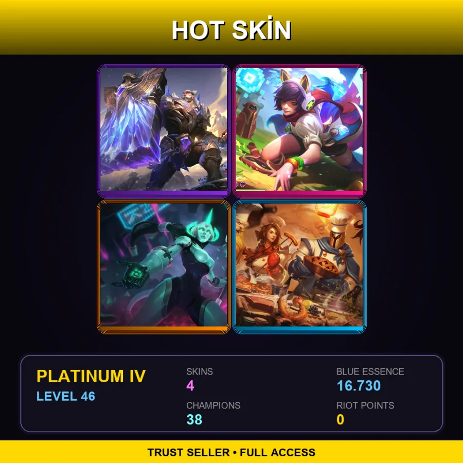 EUW | Lv46 | Platinum IV | 4 Skin | 38 Champ