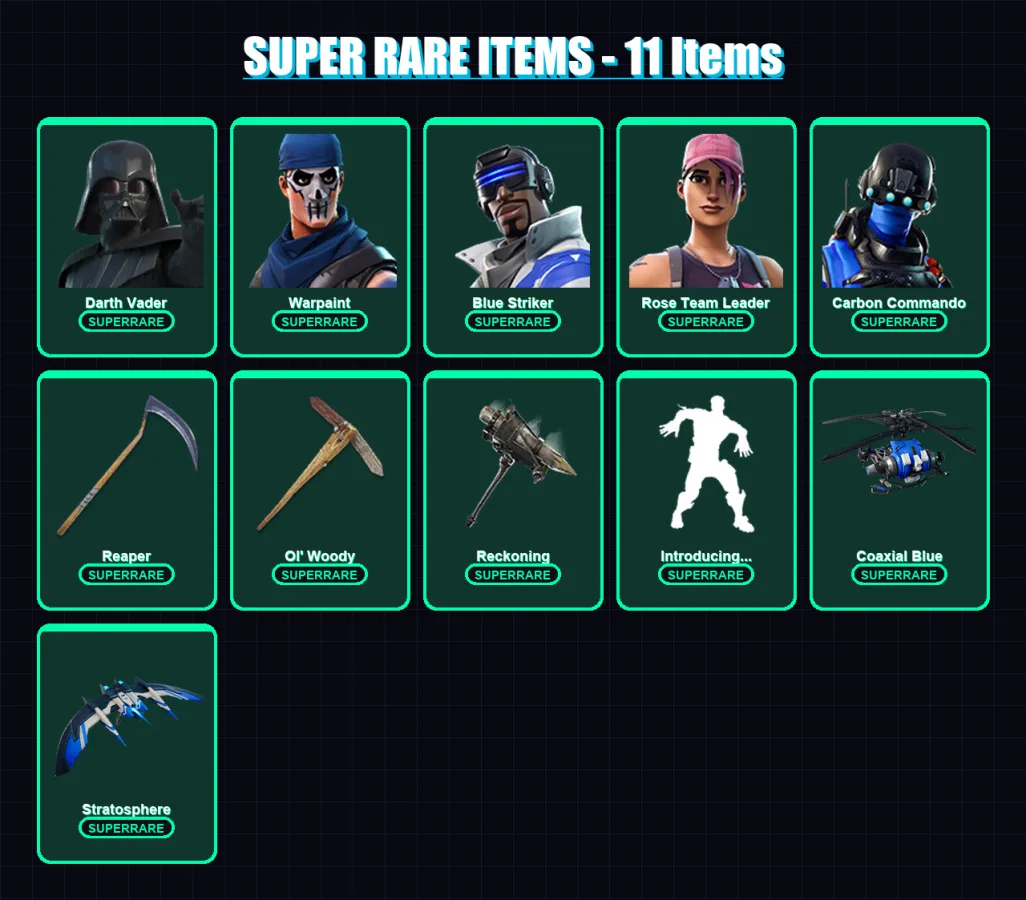 [PC/XBOX] | Darth Vader | Warpaint | Blue Striker | Rose Team Leader | Carbon Commando | 279 skin | 298 pickaxe | 262 emote | 247 glider | Lv3201