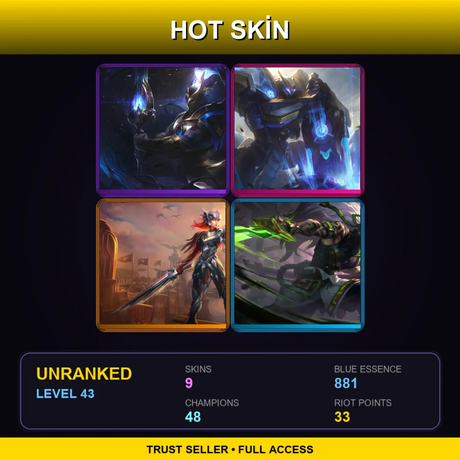 EUW | Lv43 | Unranked | 9 Skin | 48 Champ