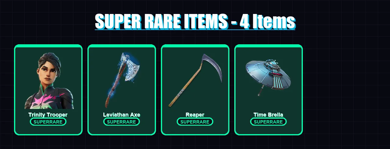 [PC] | Trinity Trooper | Backlash | Spire Assassin | The Ageless | Joey | 100 skin | 93 pickaxe | 64 emote | 79 glider | Lv1523