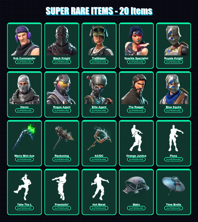 [PC/XBOX] | Sub Commander | Black Knight | Trailblazer | Sparkle Specialist | Royale Knight | 103 skin | 80 pickaxe | 107 emote | 90 glider | Lv1469