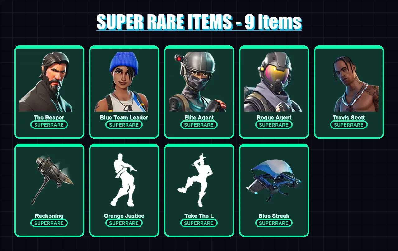 [PS4/PS5/XBOX/PC] | The Reaper | Blue Team Leader | Elite Agent | Rogue Agent | Travis Scott | 81 skin | 60 pickaxe | 70 emote | 69 glider | Lv1275 — Game account