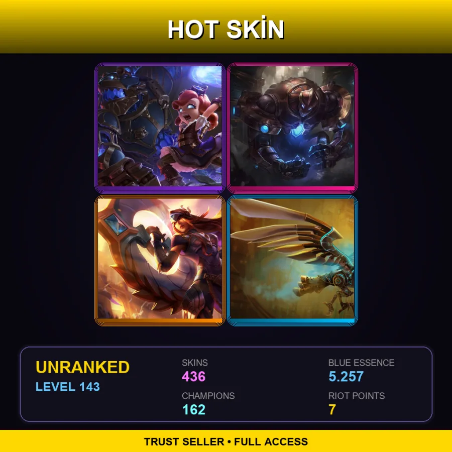 TW | Lv143 | Unranked | 436 Skin | 162 Champ