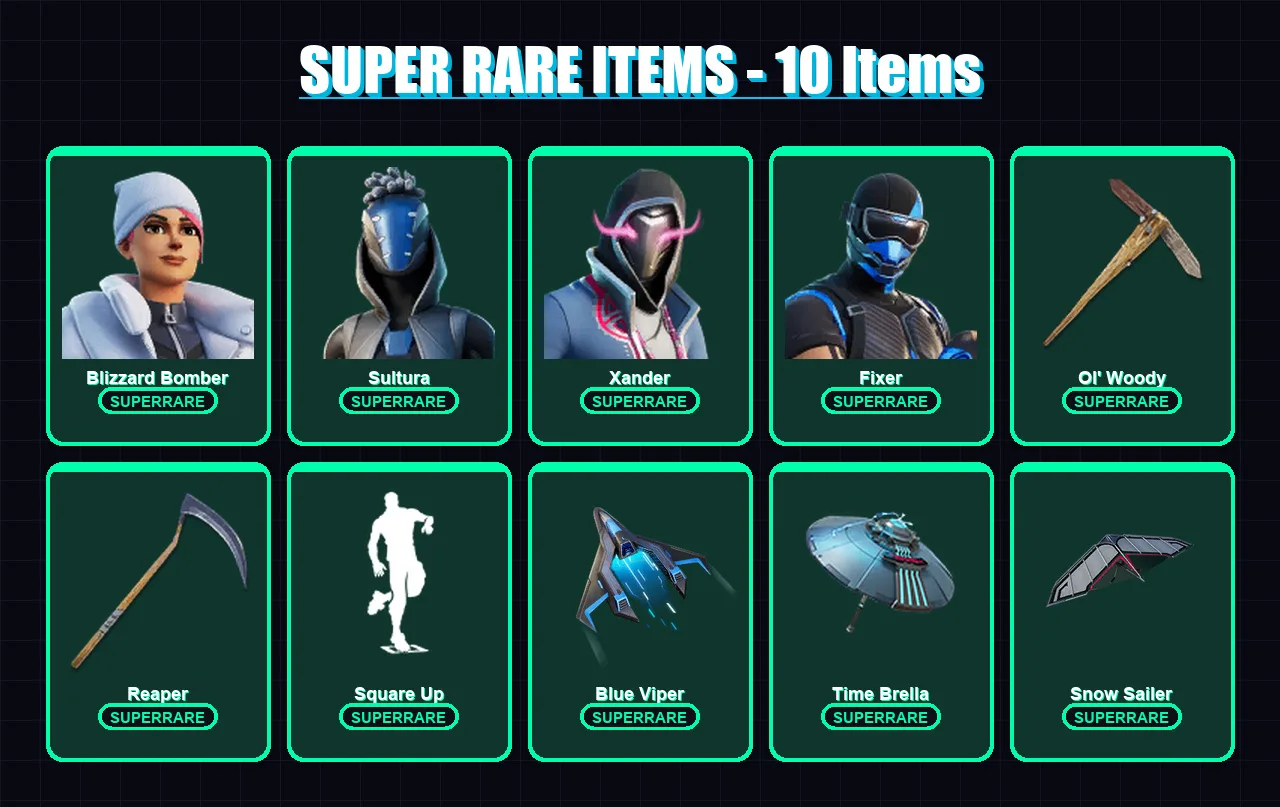 [PC] | Blizzard Bomber | Sultura | Xander | Fixer | Torin | 149 skin | 226 pickaxe | 141 emote | 163 glider | Lv3032