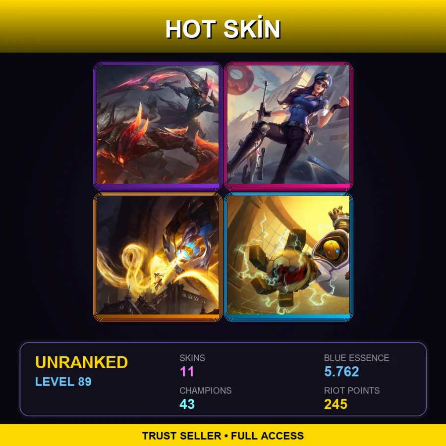 EUW | Lv89 | Unranked | 11 Skin | 43 Champ