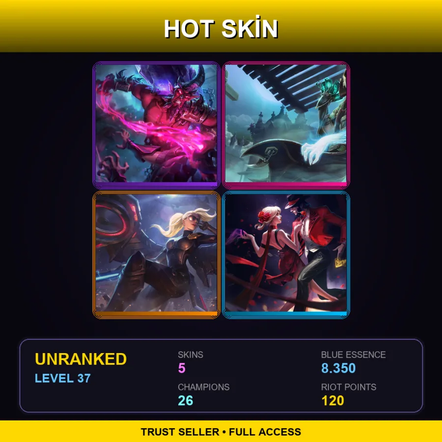 EUW | Lv37 | Unranked | 5 Skin | 26 Champ