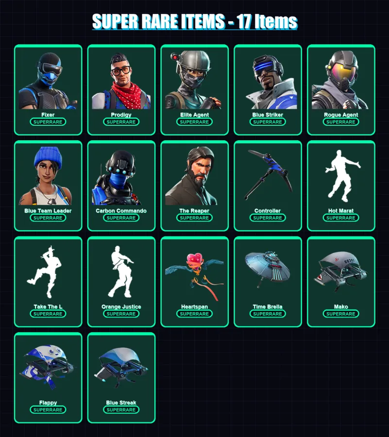[PS4/PS5/XBOX/PC] | Fixer | Prodigy | Elite Agent | Blue Striker | Rogue Agent | 107 skin | 115 pickaxe | 103 emote | 112 glider | Lv2277 — Fortnite account