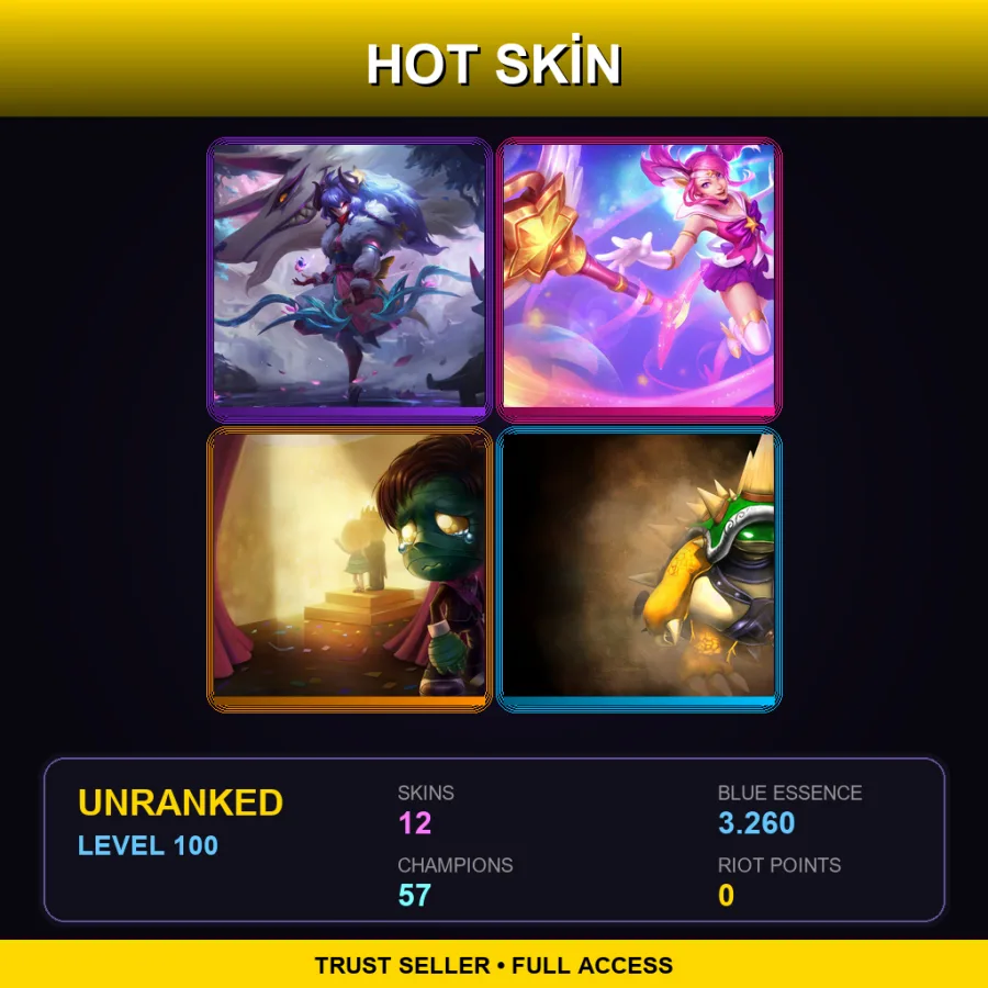 VN | Lv100 | Unranked | 12 Skin | 57 Champ