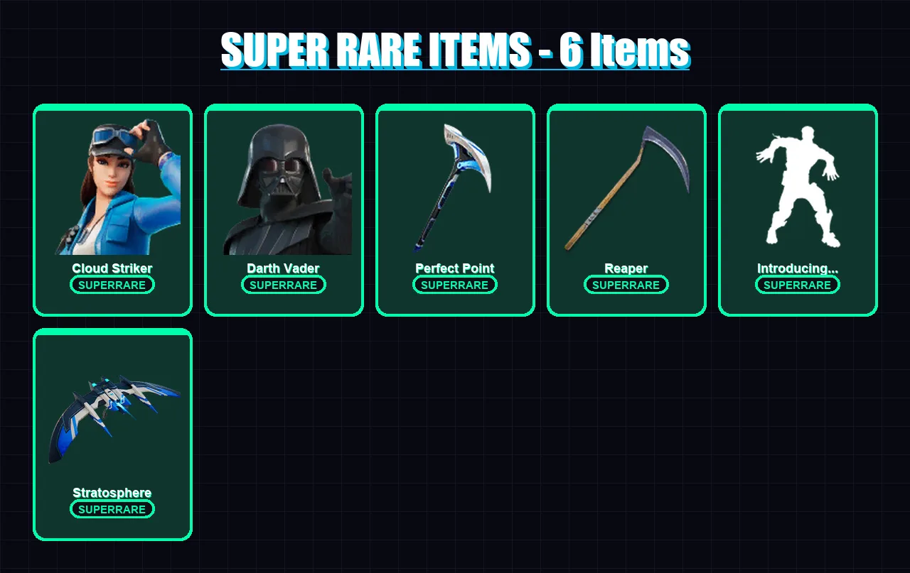 [PC] | Cloud Striker | Darth Vader | The Ageless | Malik | Snap | 161 skin | 216 pickaxe | 145 emote | 188 glider | Lv2999