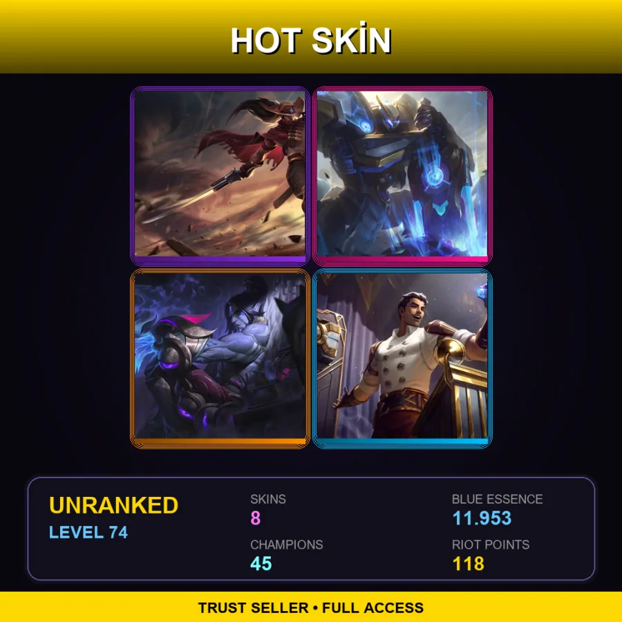 TR | Lv74 | Unranked | 8 Skin | 45 Champ