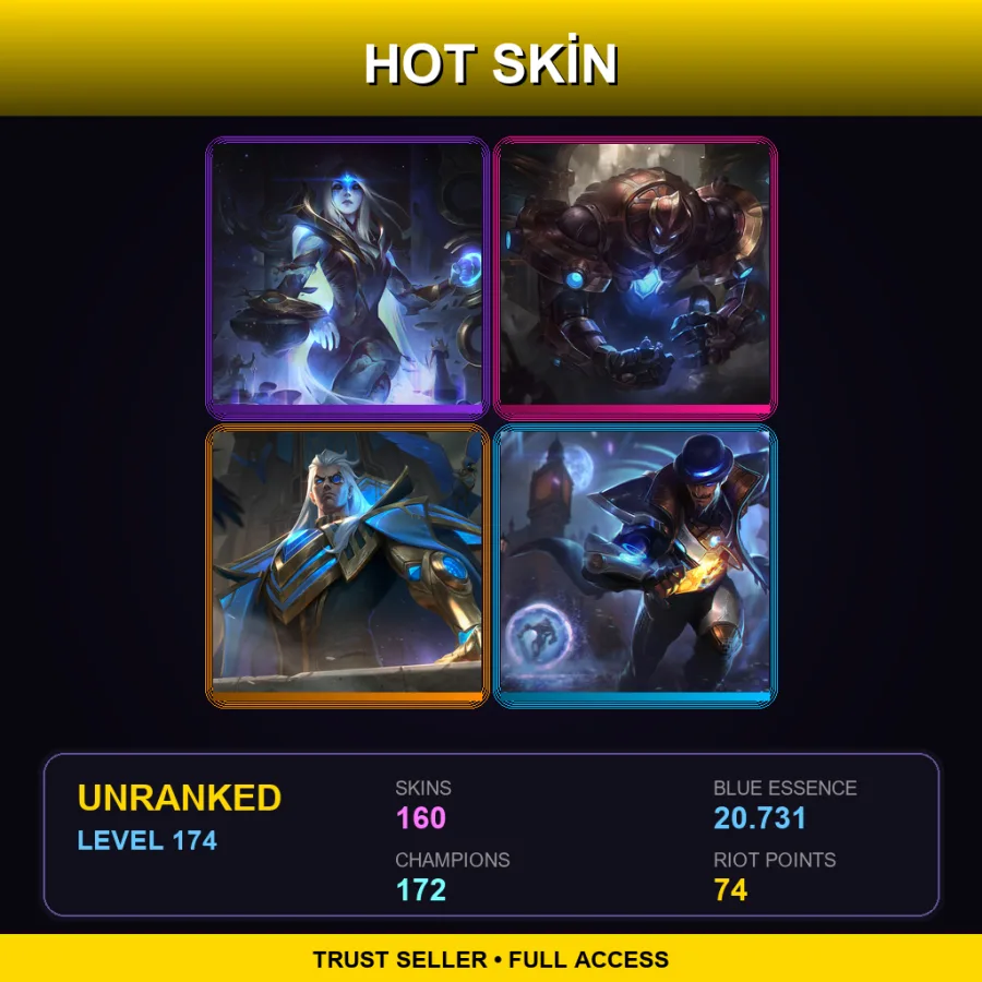 EUW | Lv174 | Unranked | 160 Skin | 172 Champ
