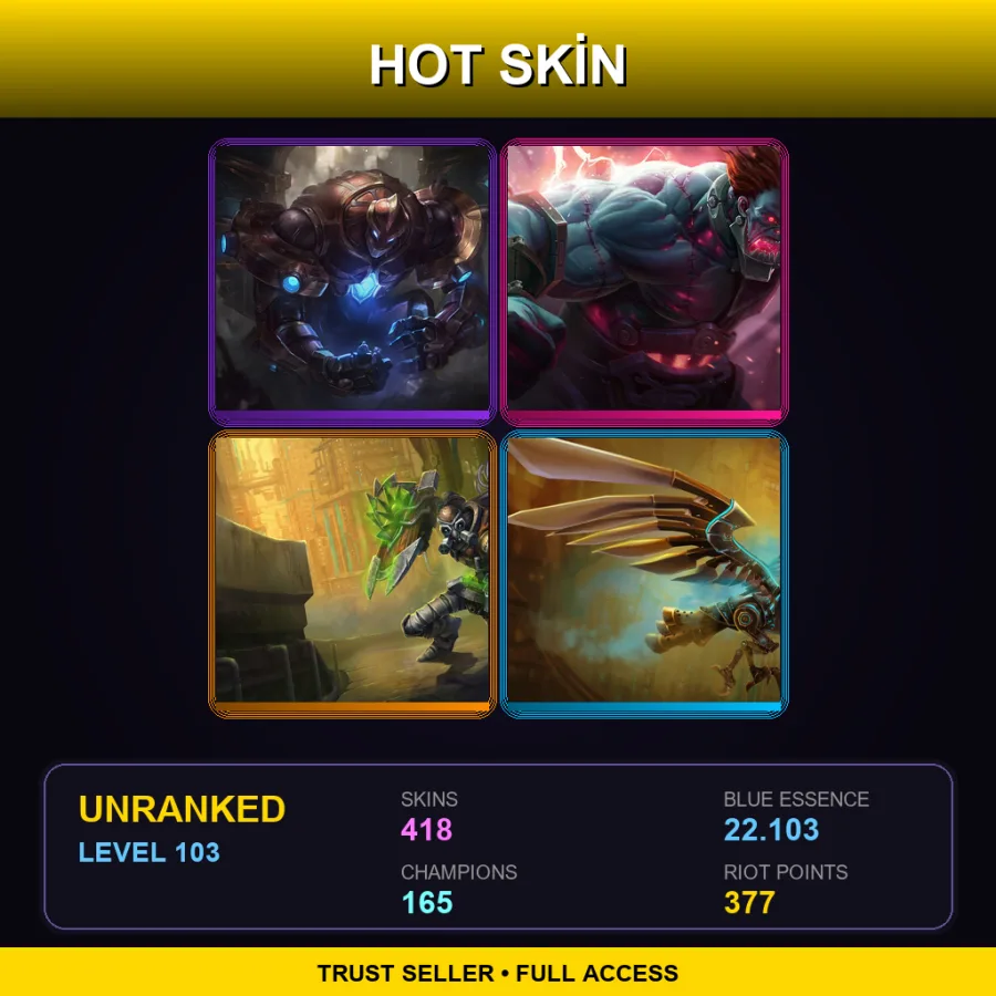 NA | Lv103 | Unranked | 418 Skin | 165 Champ