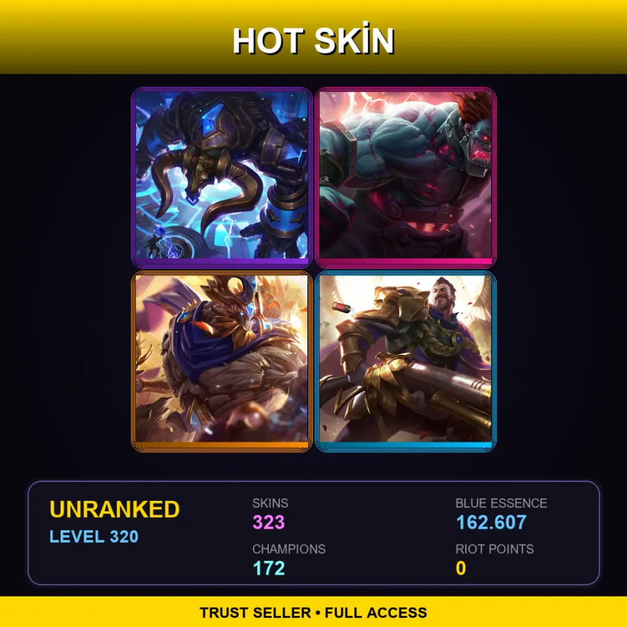 TR | Lv320 | Unranked | 323 Skin | 172 Champ
