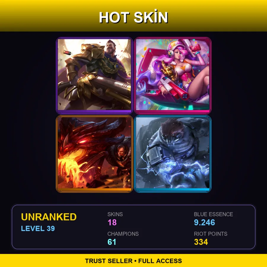 RU | Lv39 | Unranked | 18 Skin | 61 Champ