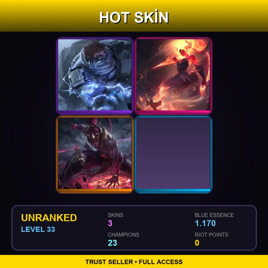 TR | Lv33 | Unranked | 3 Skin | 23 Champ