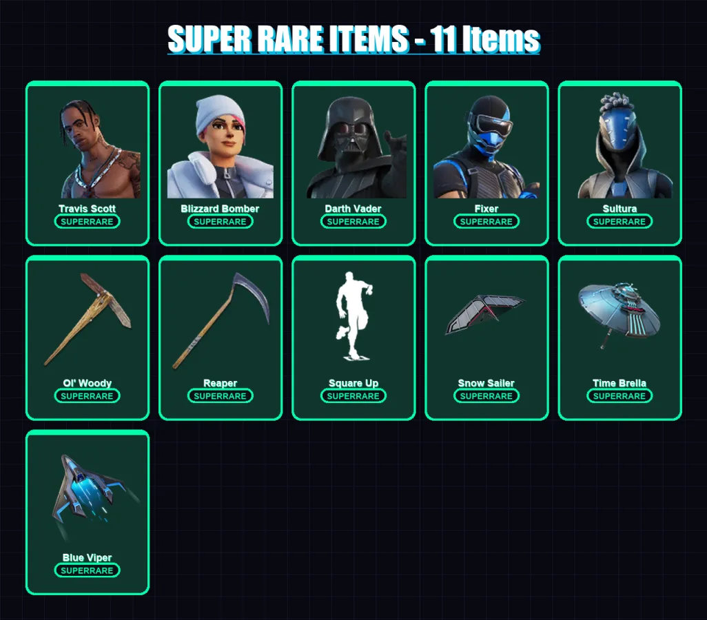 [PC/XBOX/PSN] | Travis Scott | Blizzard Bomber | Darth Vader | Fixer | Sultura | 154 skin | 140 pickaxe | 104 emote | 117 glider | Lv2009