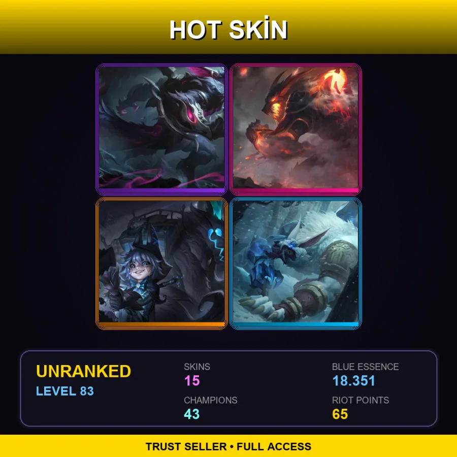 LAS | Lv83 | Unranked | 15 Skin | 43 Champ — Glaive Warrior Pantheon