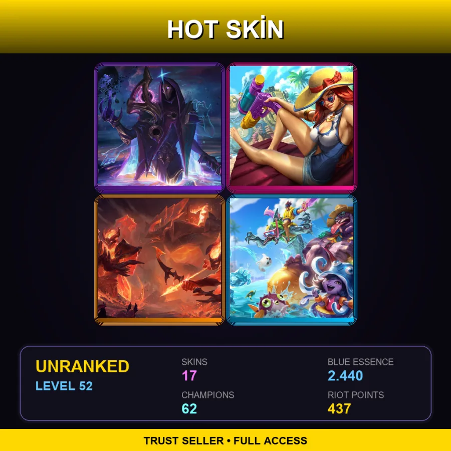 NA | Lv52 | Unranked | 17 Skin | 62 Champ