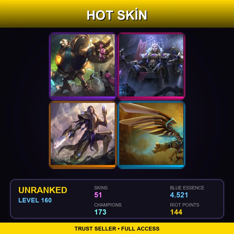 LAS | Lv160 | Unranked | 51 Skin | 173 Champ
