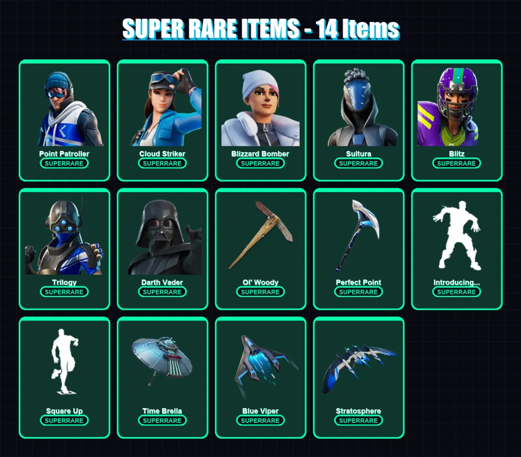 [PS4/PS5/XBOX/PC] | Point Patroller | Cloud Striker | Blizzard Bomber | Sultura | Blitz | 257 skin | 331 pickaxe | 272 emote | 220 glider | Lv3506