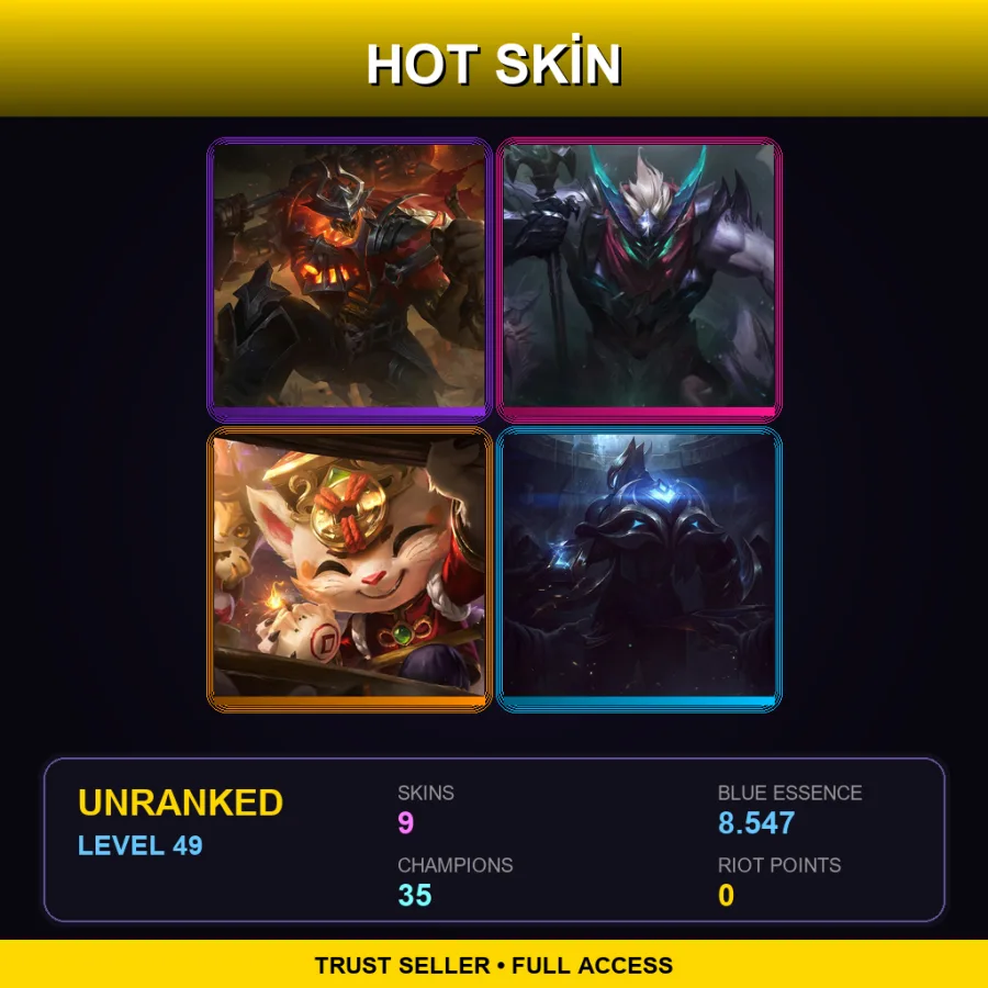 TR | Lv49 | Unranked | 9 Skin | 35 Champ