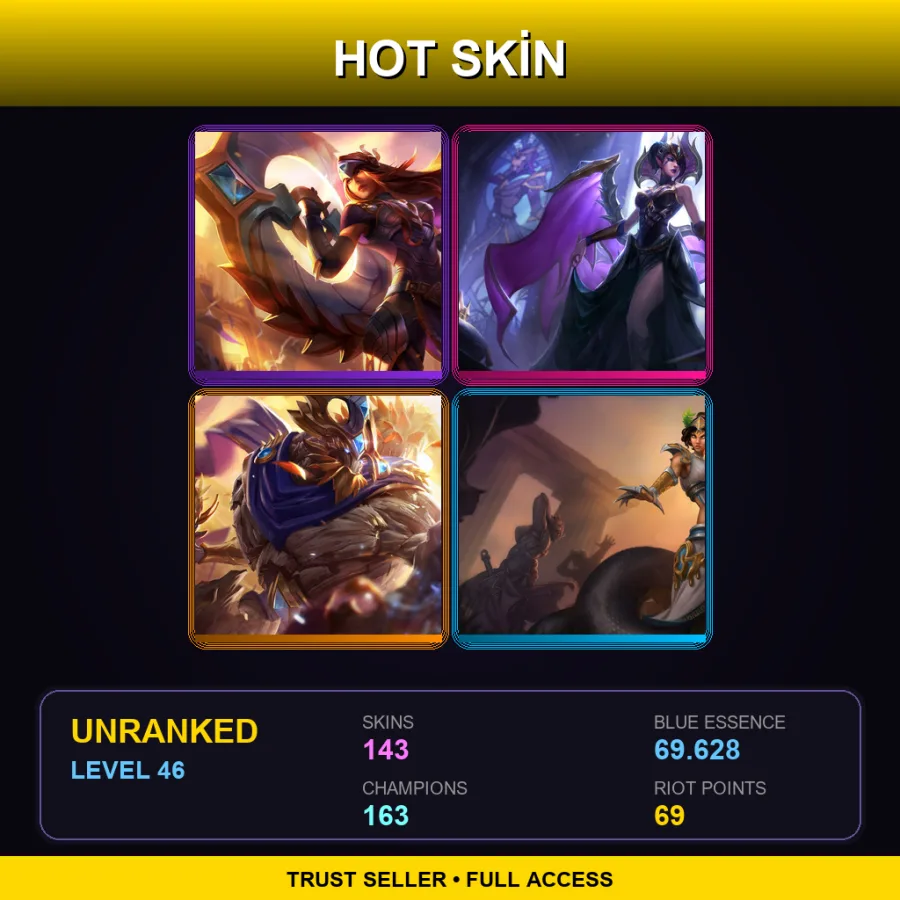 SG | Lv46 | Unranked | 143 Skin | 163 Champ — LoL account