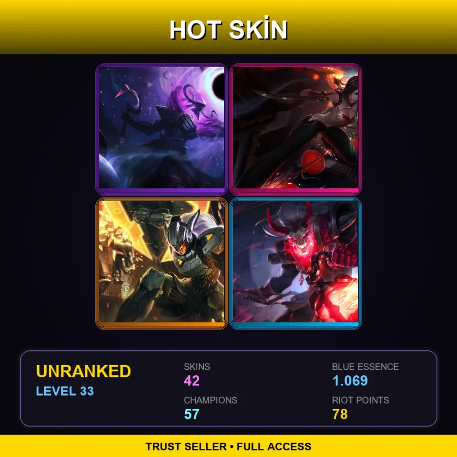 EUW | Lv33 | Unranked | 42 Skin | 57 Champ