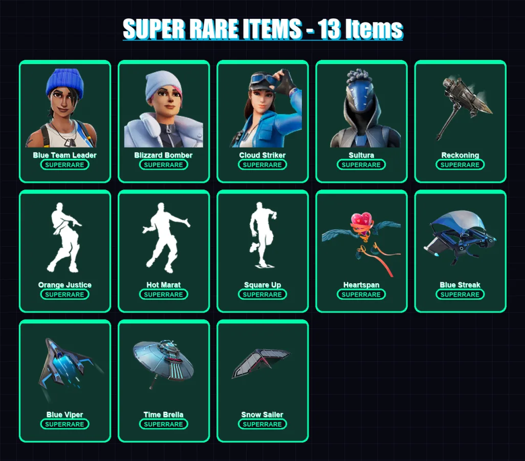 [PS4/PS5/XBOX/PC] | Blue Team Leader | Blizzard Bomber | Cloud Striker | Sultura | Zenith | 140 skin | 178 pickaxe | 146 emote | 173 glider | Lv3750 — Fortnite account