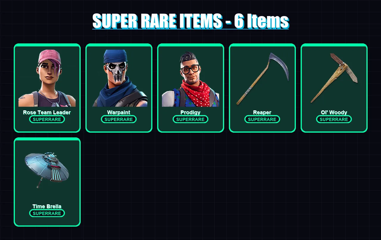 [PC/XBOX] | Rose Team Leader | Warpaint | Prodigy | Fusion | Catalyst | 42 skin | 62 pickaxe | 58 emote | 71 glider | Lv1252