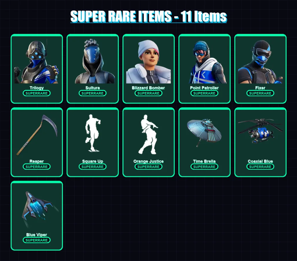 [PS4/PS5/XBOX/PC] | Trilogy | Sultura | Blizzard Bomber | Point Patroller | Fixer | 119 skin | 137 pickaxe | 121 emote | 129 glider | Lv1779