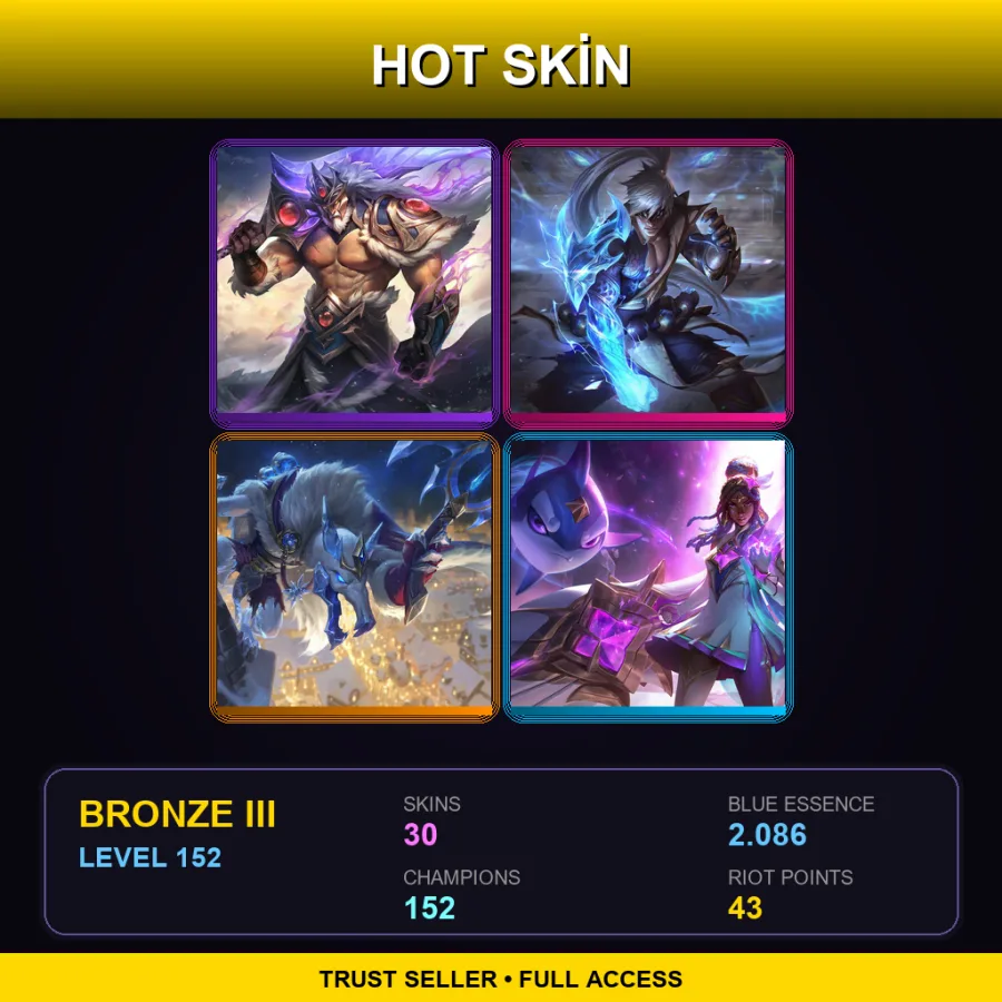 EUNE | Lv152 | Bronze III | 30 Skin | 152 Champ — LoL account