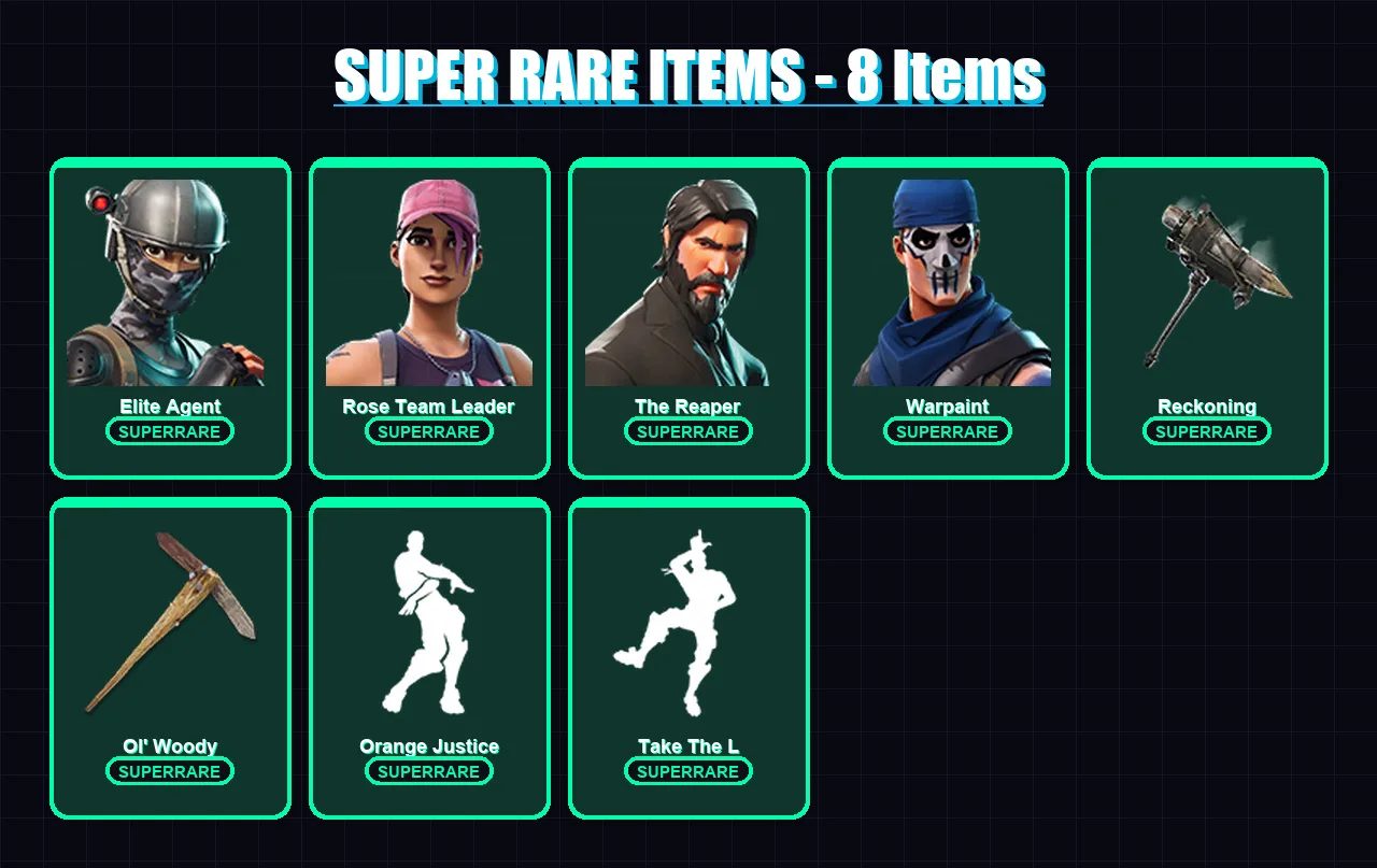 [PC/XBOX/PSN] | Elite Agent | Rose Team Leader | The Reaper | Warpaint | Ragnarok | 43 skin | 49 pickaxe | 40 emote | 34 glider | Lv464